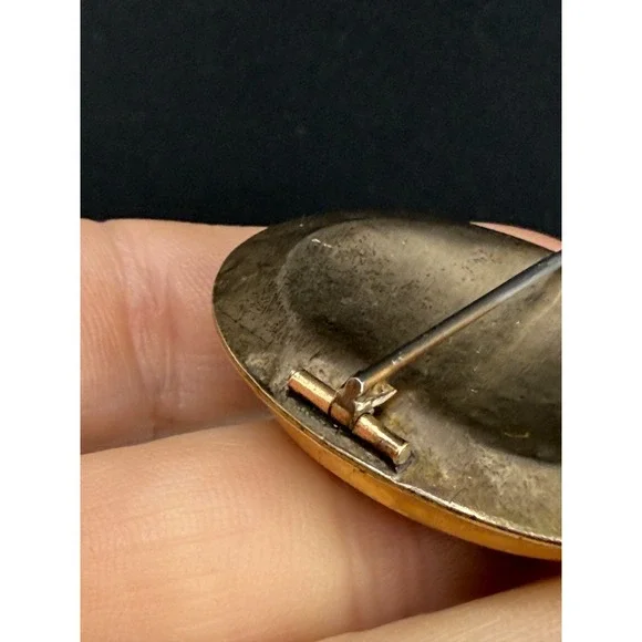 Vintage Victorian Hair Mourning Brooch Gold Tone - Picture 5 of 9